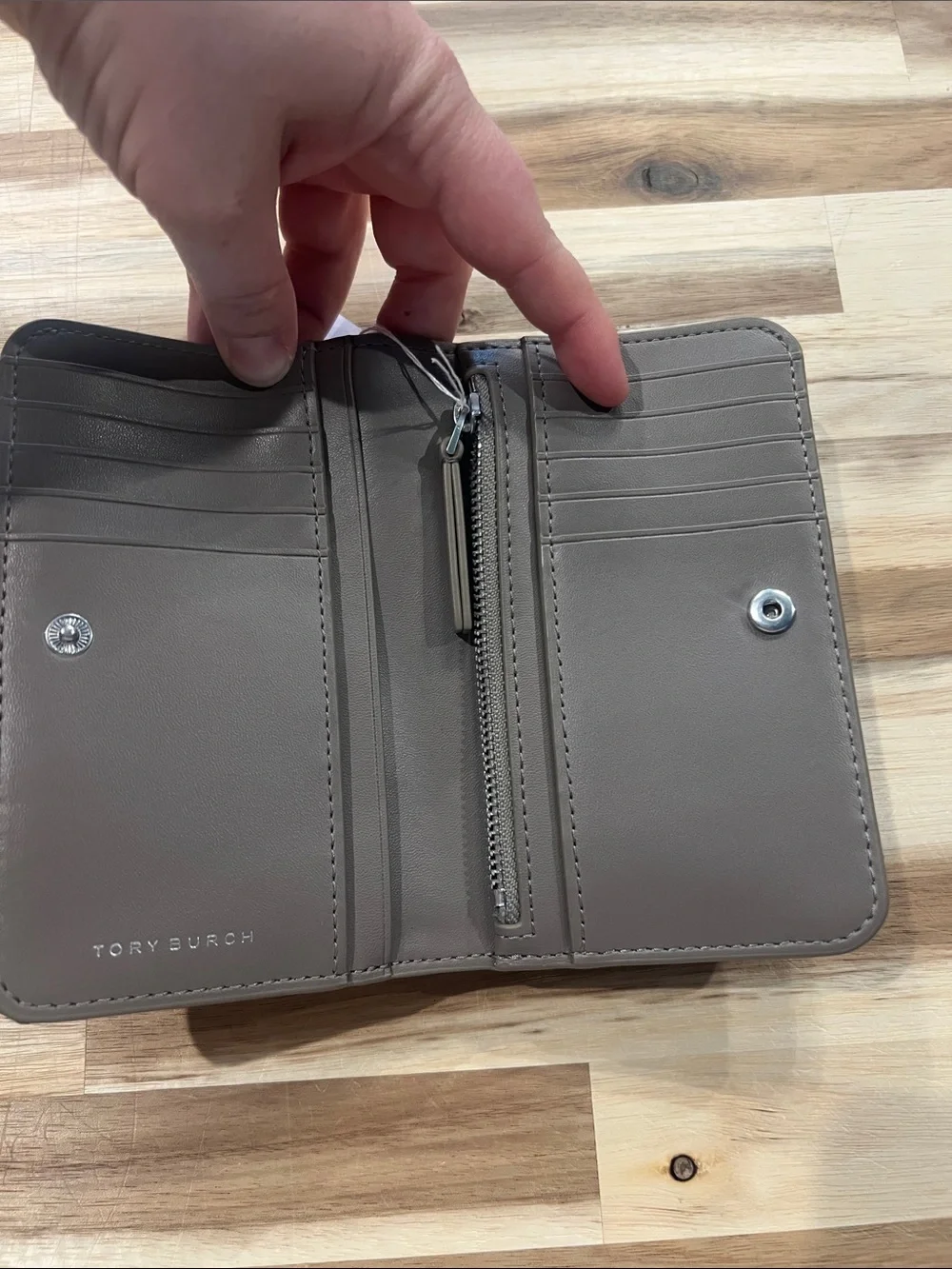 Tory Burch Quilted Leather Wallet - Taupe